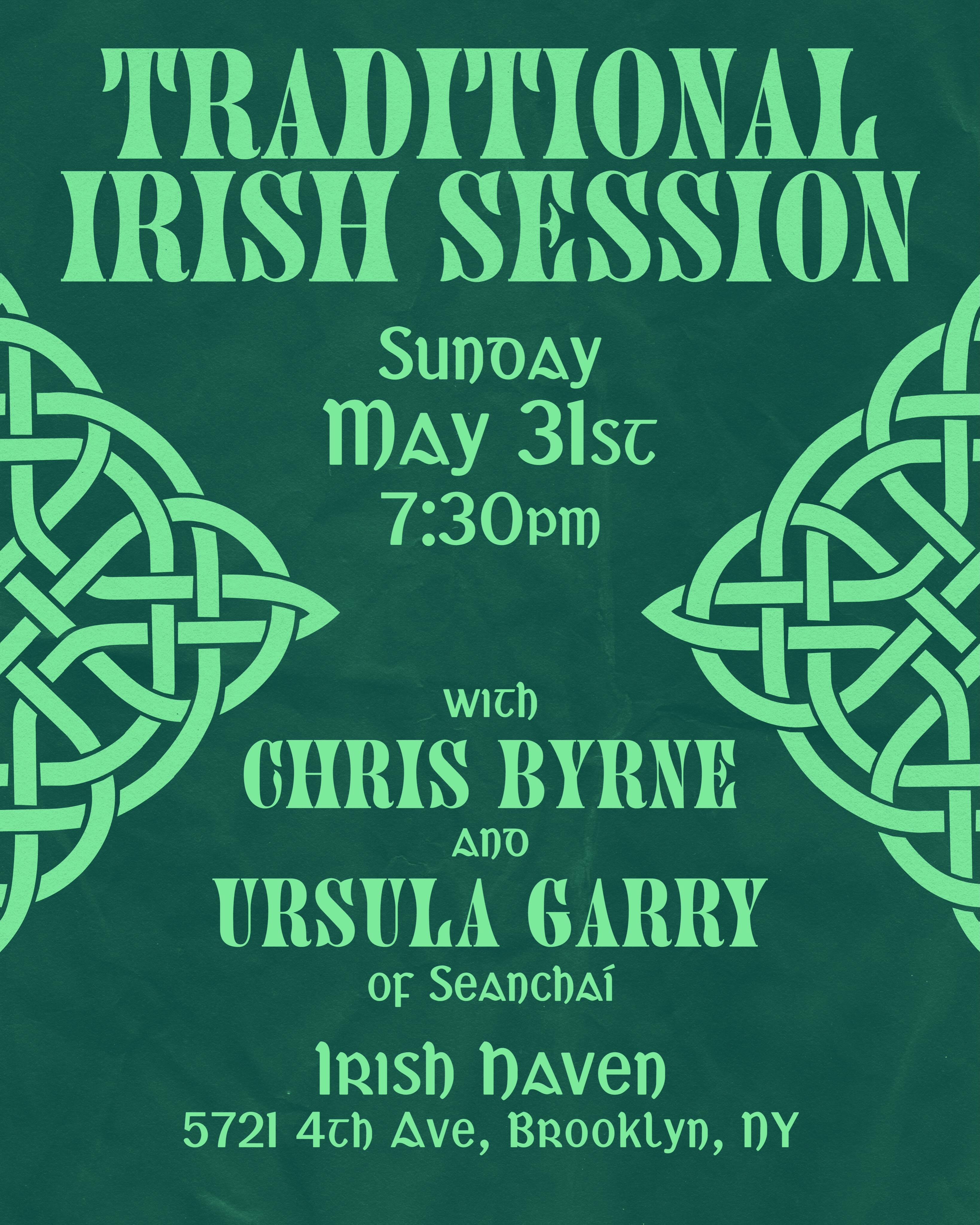 Irish Haven — the back wall, string lights and Irish memorabilia
