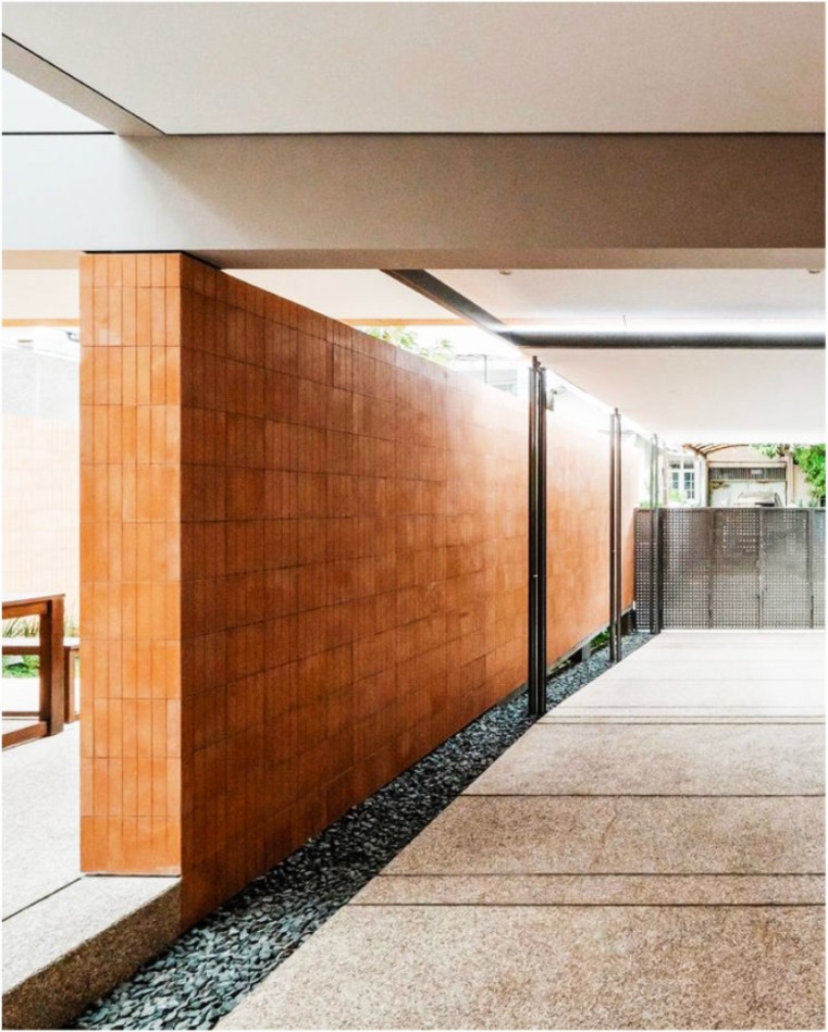 Terracotta brick walkway