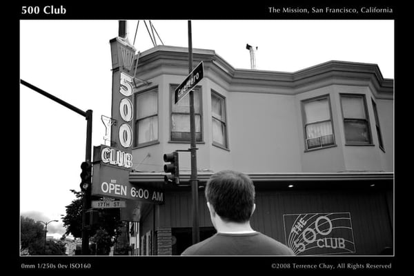 The 500 Club exterior sign