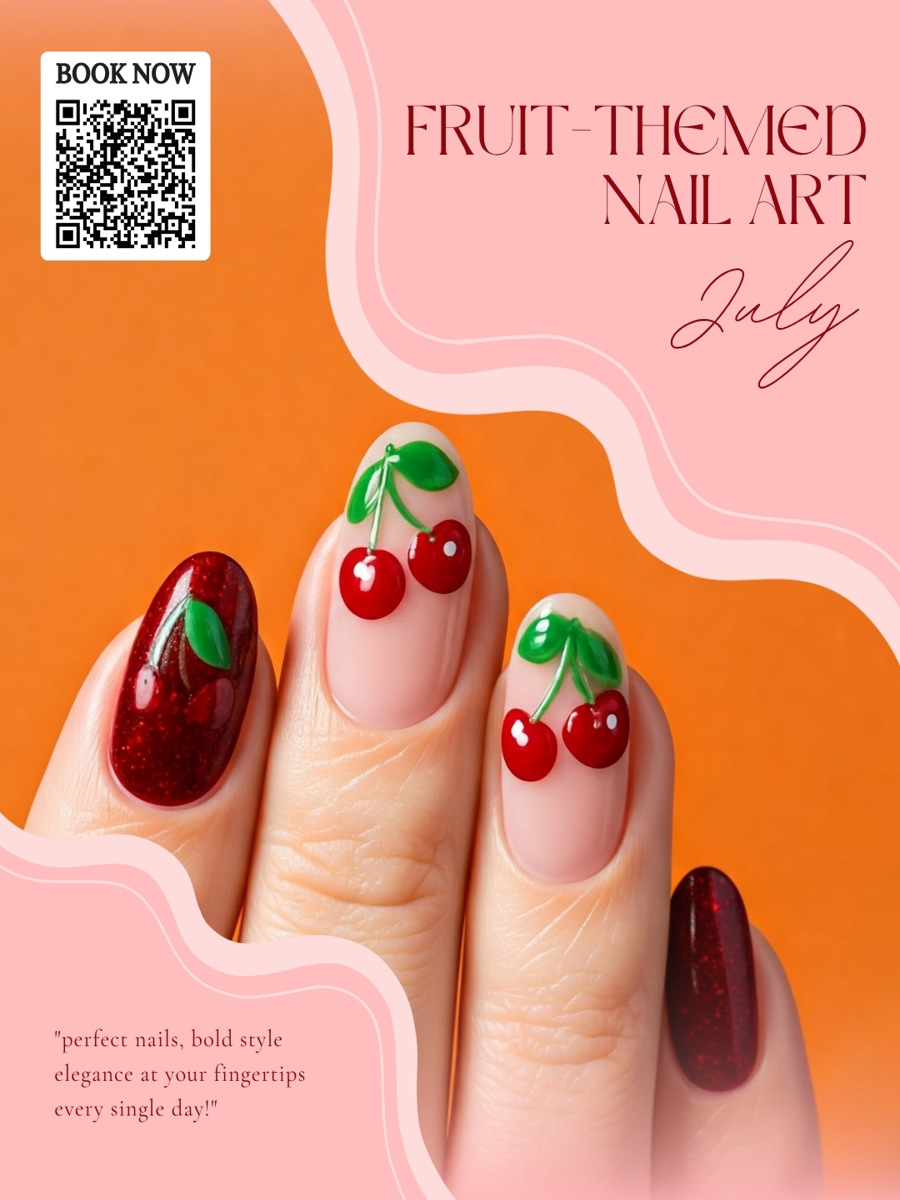 Uptown Nail Spa — cherry nail art design